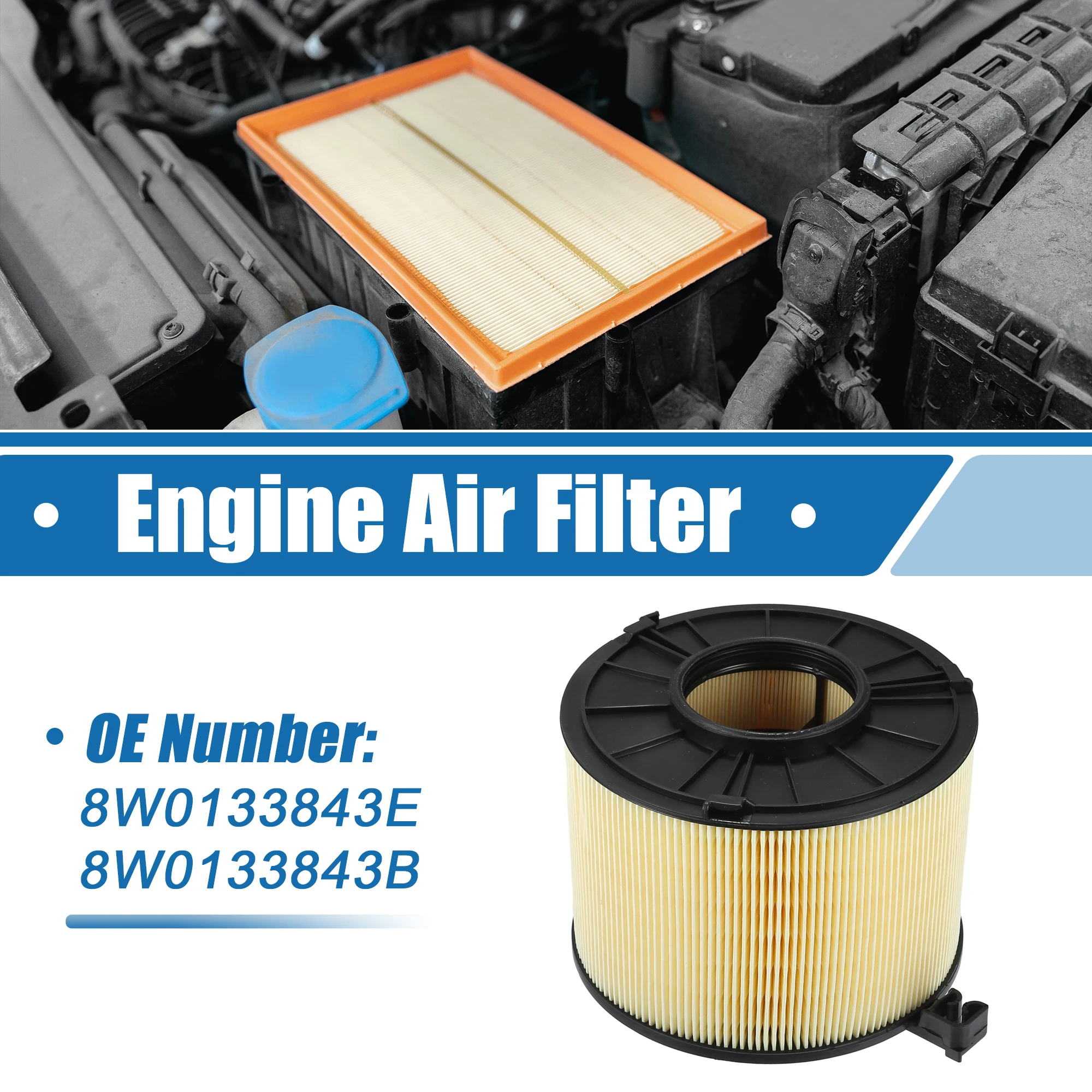 X Autohaux Car Air Flow Intake Filter 8W0133843E/8W0133843B for Audi A4 2.0L 2017-2020 Engine Air Filter Replace Accessories