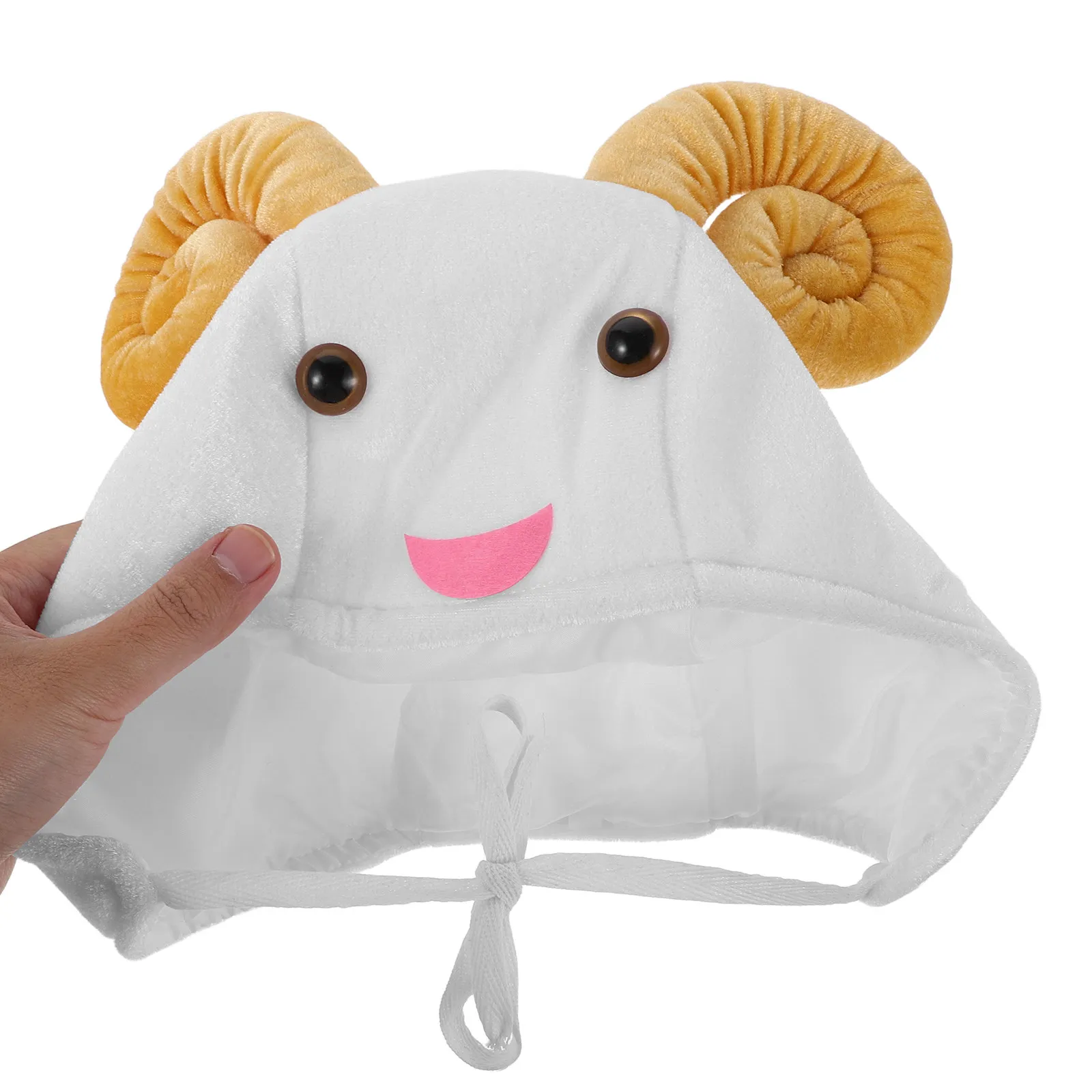 Lamb Hat Adult Animal Costume Soft RAM Hood Headpiece Winter Beanie Christmas Easter Party Accessory