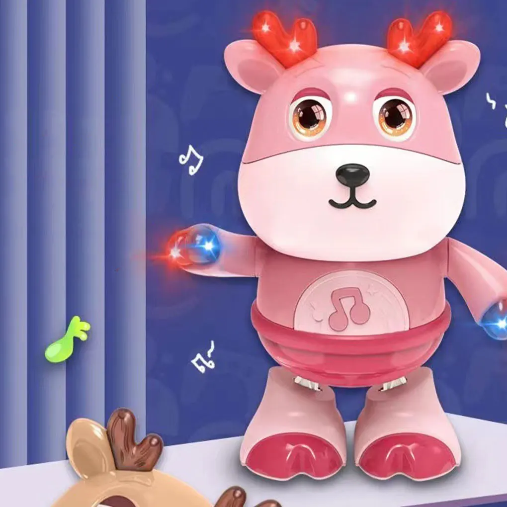 Brinquedos educativos abs para bebês de 3 anos, presente para aniversários, brinquedos de segurança com luzes led e sons, cervo rosa