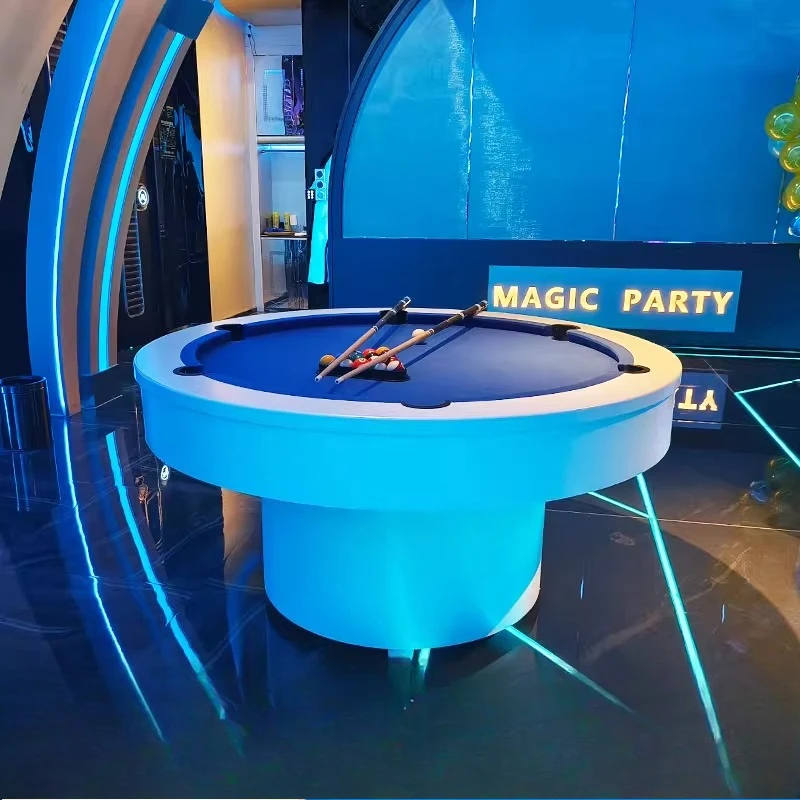 

American black eight standard table adult free installation multi-function desk round rotating dining table club indoor