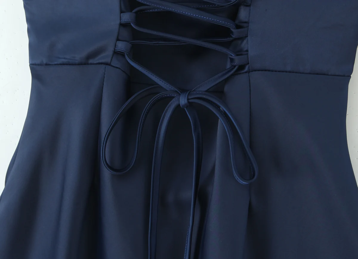 Dames tank mouwloos ruches slanke vloerlengte jurk rugloze trekkoord avond satijnen maxi-jurken