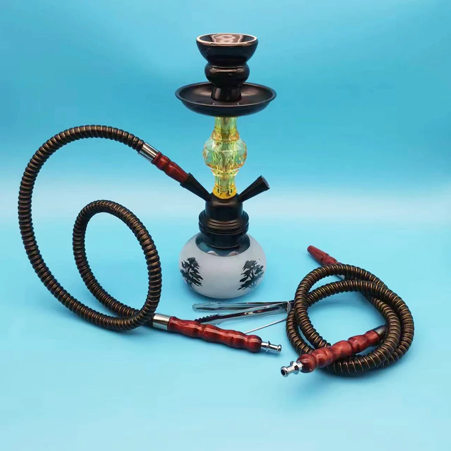 Arabic Hookah Set Small Size Double Tube Hookah Glass Bottle Ceramic Bowl Hose Hookah Club Ktvhookah Accessories Birthday Gift