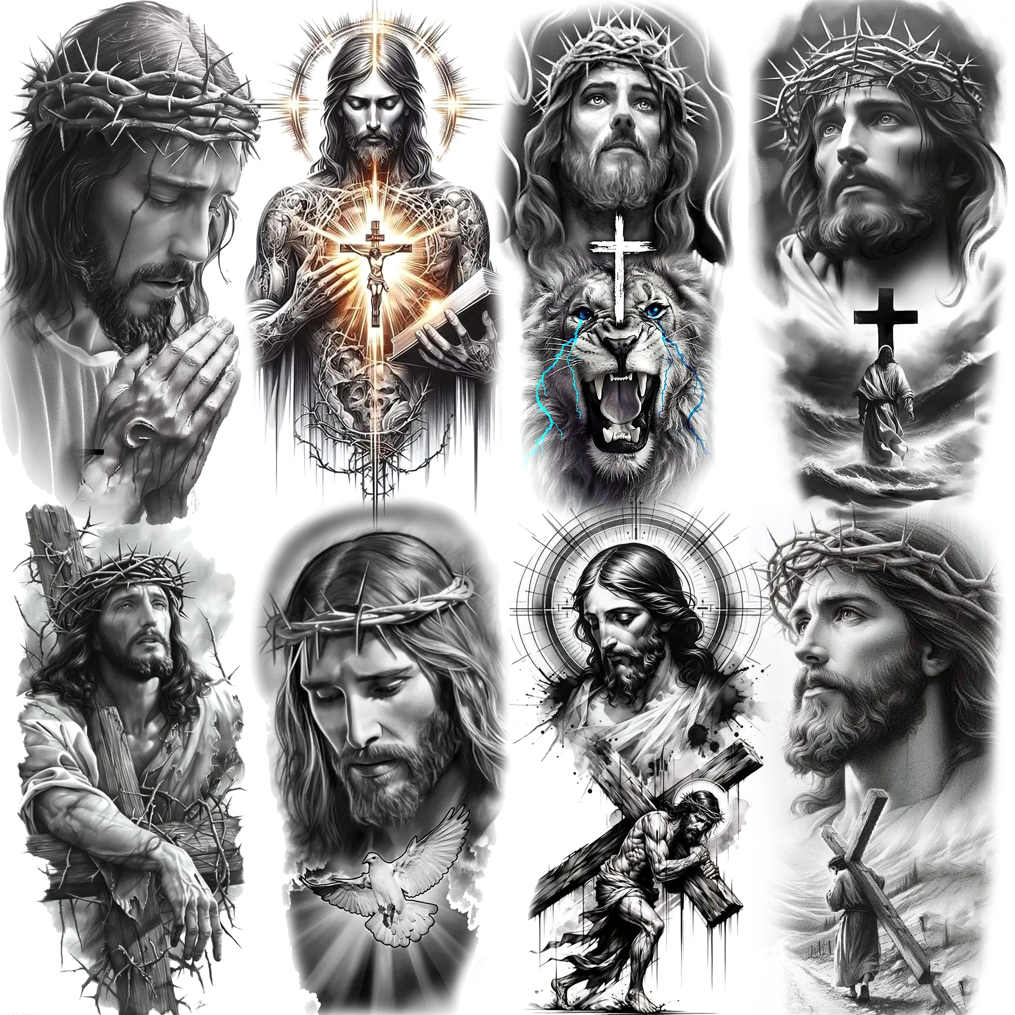 

1 Sheet Good Friday Jesus Pray Temporary Tattoos Christian Faith Tatoos Realistic Fake Tattoos Arm Chest Leg Stickers
