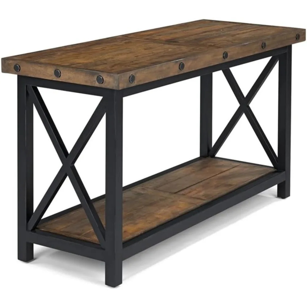 

Farmhouse Wooden Carpenter Brown Finish Sofa Table