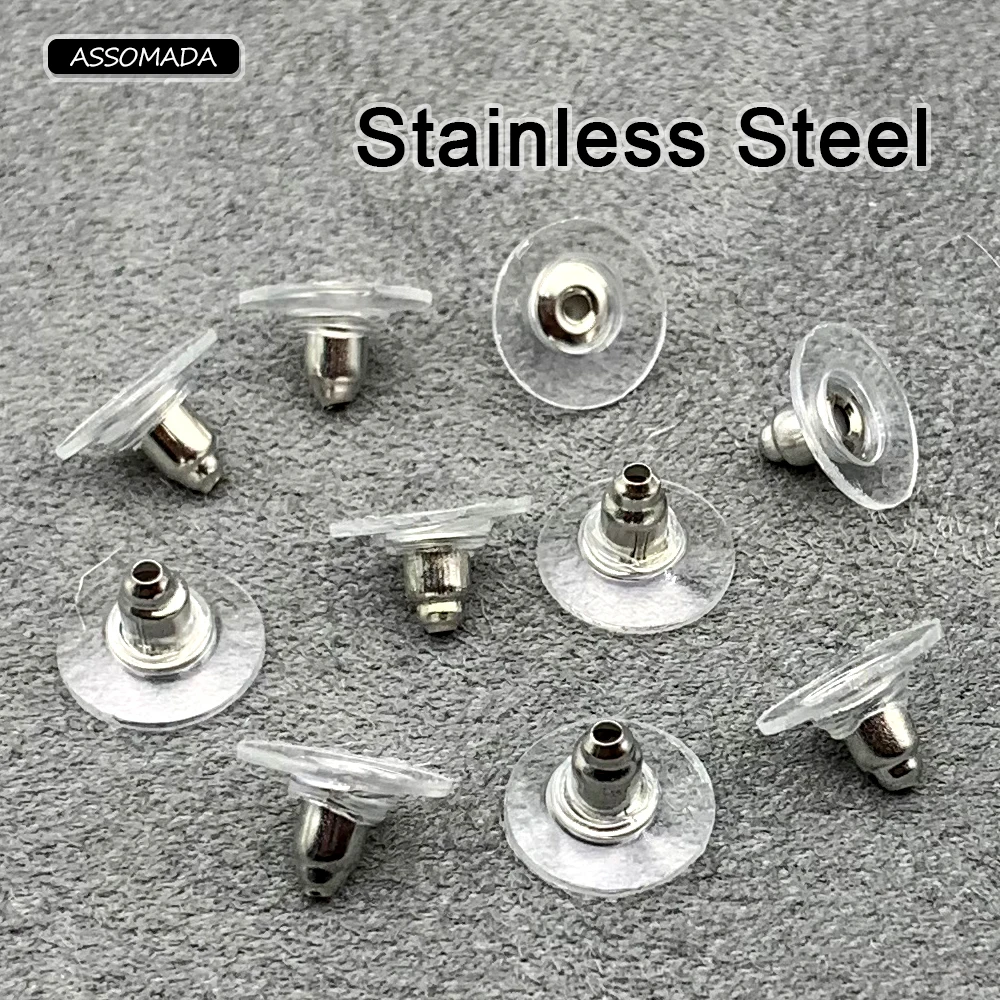 50pcs Stainless Steel Earring Holders Stoppers Ear Plugs Earring Backs Metal Earring Clasp Supplies For Jewelry DIY Accessories