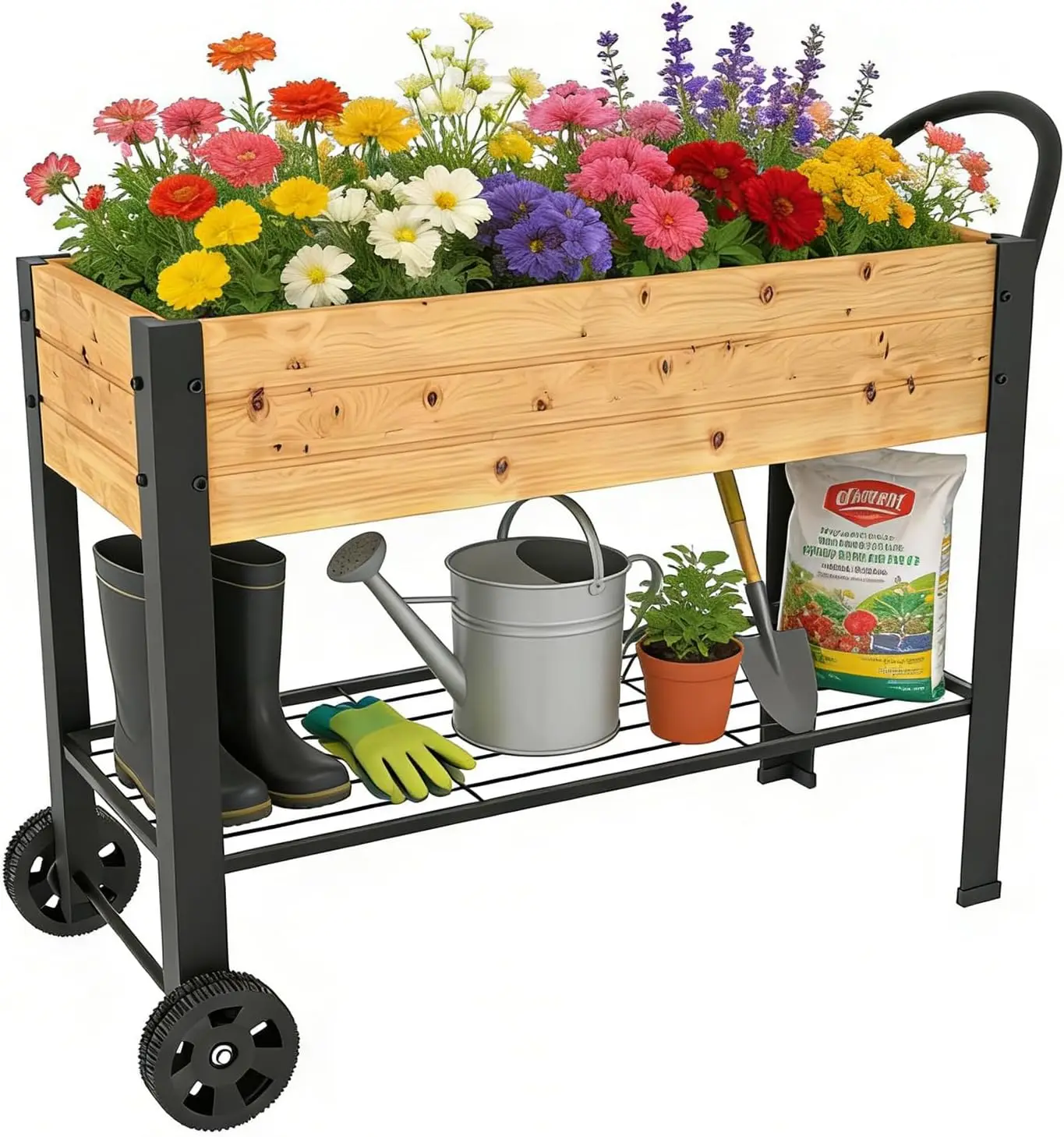 

Large Raised Garden Bed on Wheels with Legs for Vegetables Flowers Herb Patio, 43"L x 12"W x 31.5"H