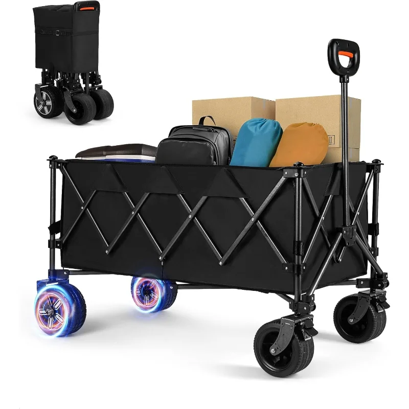 

Electric Collapsible Utility Wagons 330lbs Capacity, Carts Foldable with Wheels Brakes Portable for Beach Garden Outdoor Sports