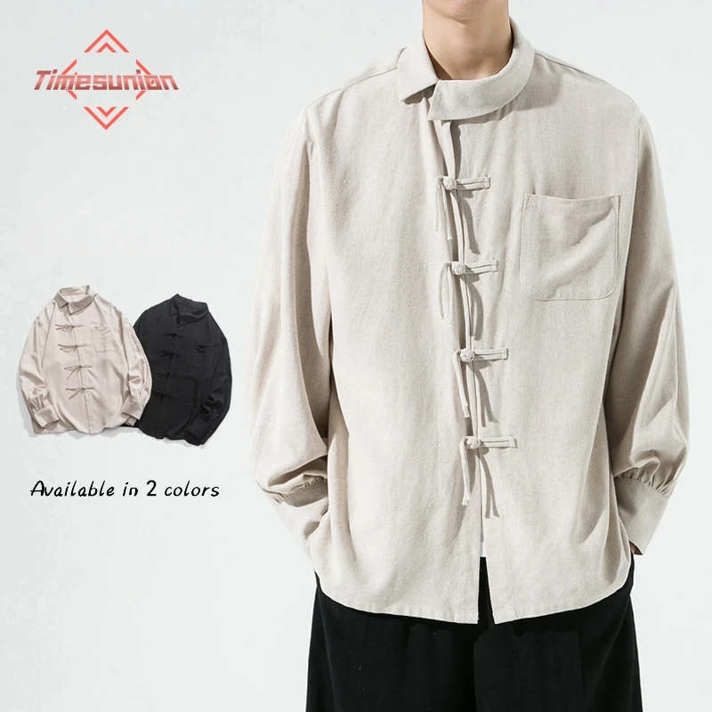 

Chinese Cotton Linen Shirts for Man Autumn and Winter Thick Men's Shirts Fashion Tang Suit Long Sleeve Shirts Jackets Coat