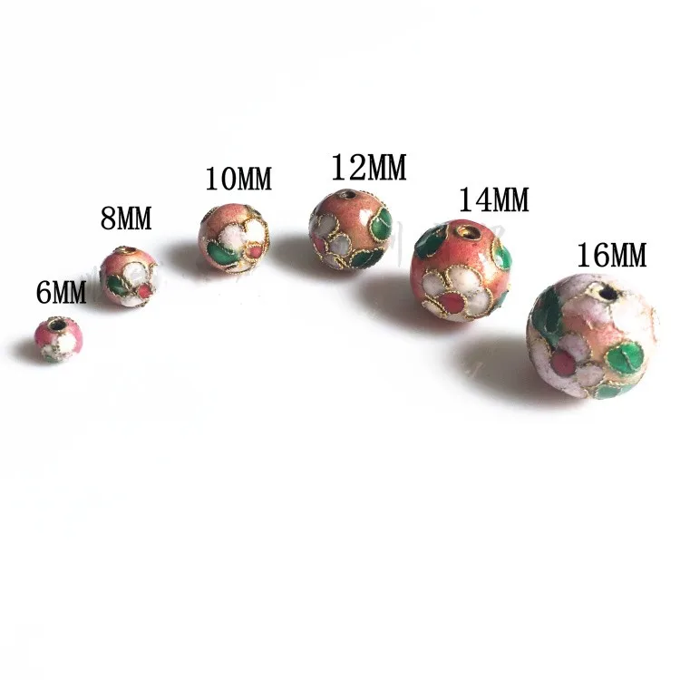 10pcs Large Cloisonne Filigree Flower Round Beads 14mm DIY Jewelry Making Suppliers Earrings Necklace Bracelets Accessories