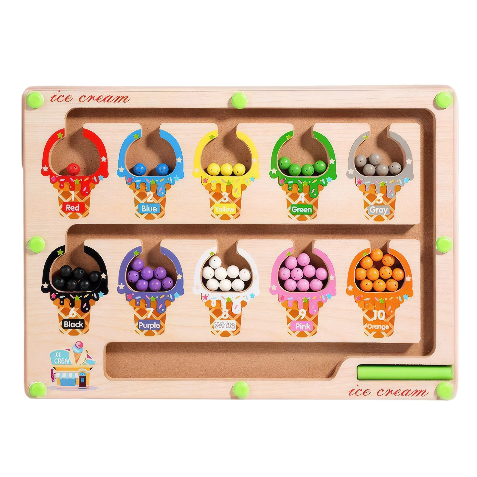 

Toddler Montessori Toys 2 in 1 Wooden Magnetic Color Number Maze With Drawing Board Color Sorting Counting Matching Toy