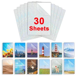 30 hojas de película de laminación en frío A4, película de papel autoadhesiva impermeable, estrellas de vidrio rotas, paquete DIY, tarjeta, foto, película holográfica