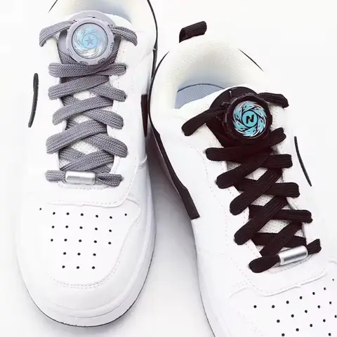 1 Pair Automatic Flat Shoelaces Without Ties Casual Shoes Swivel Buckle Laces Adults Kids Sneakers No Tie Shoe Laces