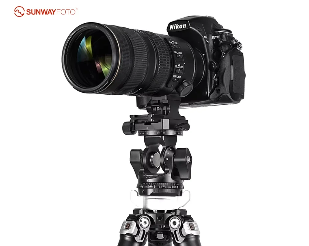 Sunwayfoto Camera ball head Two-way Head Tripod 360 Panning Base for Telephoto Lenses Black