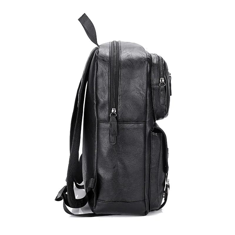 Fashion Waterproof PU Leather Stylish Backpack Men Large Capacity Mochila Teenager Bagpack Laptop Backpack Man Travel Bag