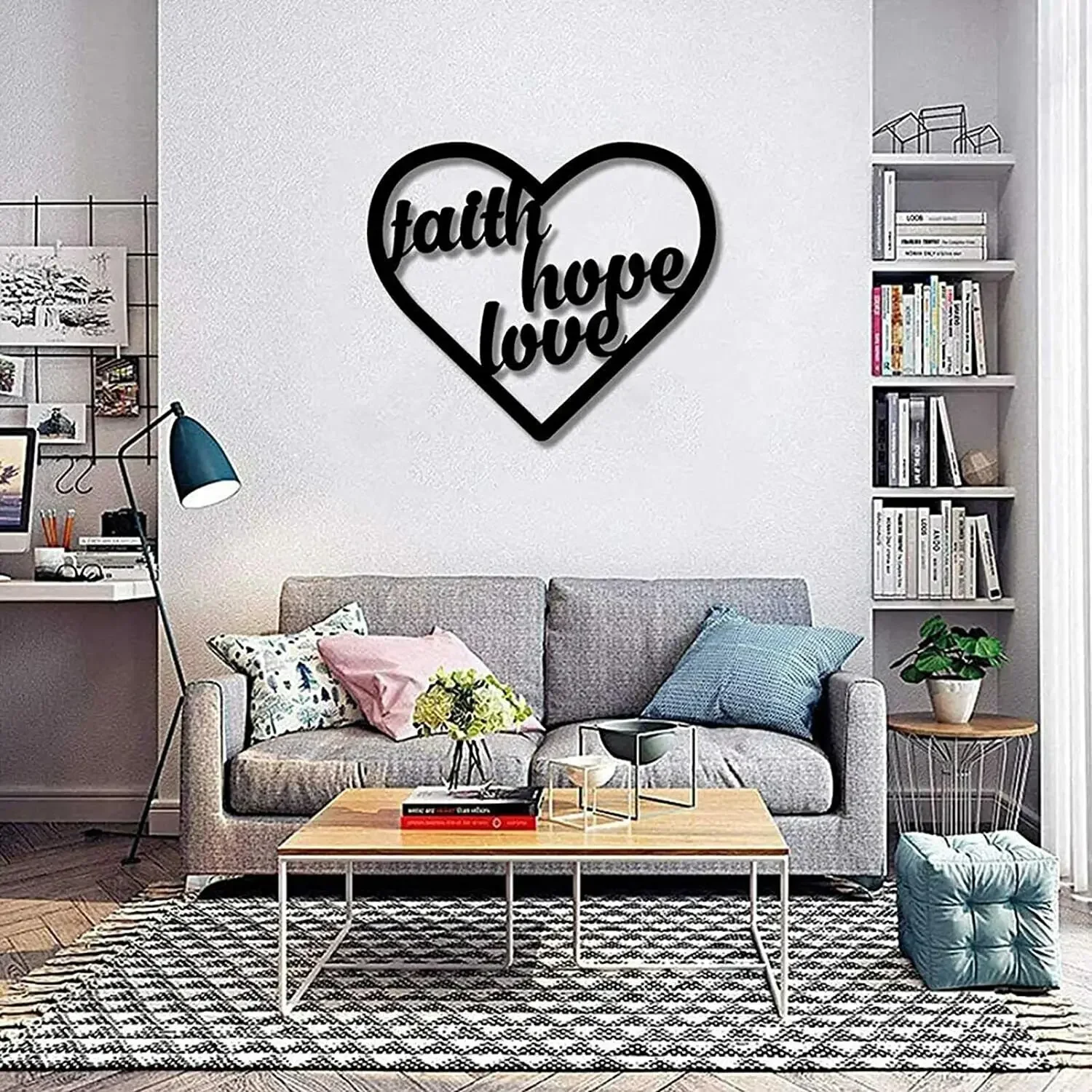 Heart Shaped Family Logo, Heart Shaped Metal Wall Art, Metal Wall Sculpture Home Decor Hanging Wall Art decoration Artwork