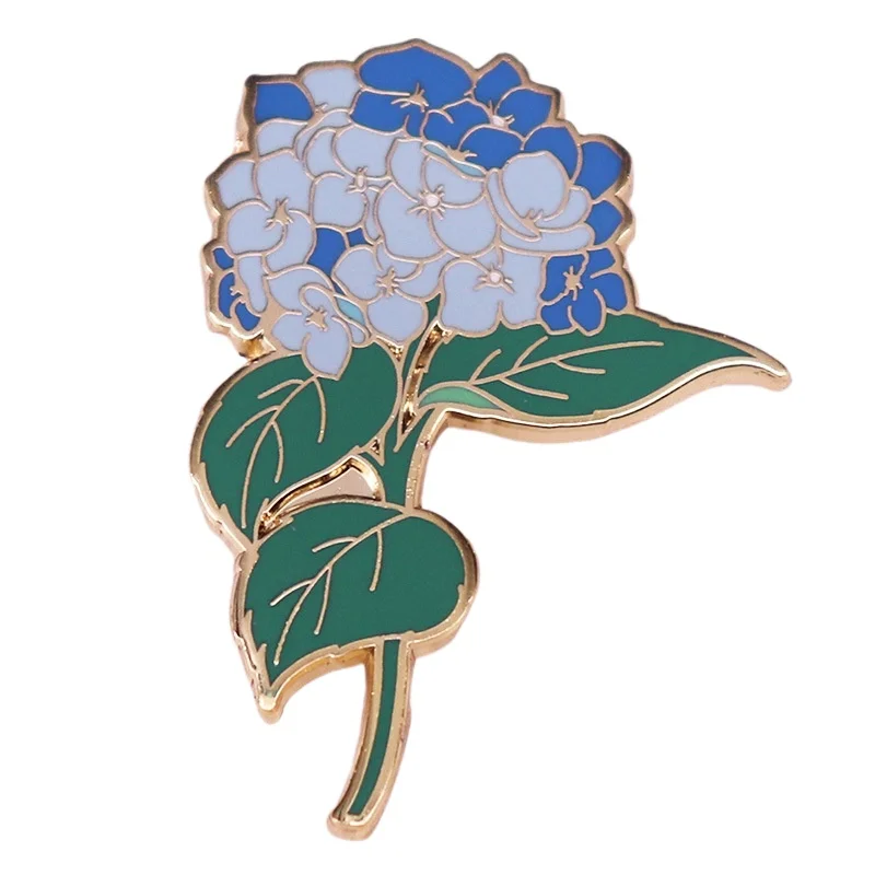 Beautiful Blue Hydrangea Hard Enamel Pin Floral Metal Badge Brooch for Jewelry Accessory Gifts for Floral Lovers