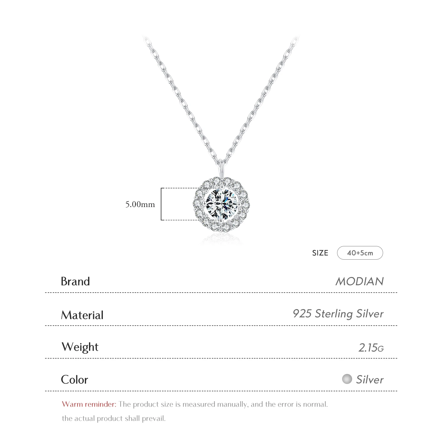 Modian Fashion 925 Sterling Silver Luminous CZ Geometric Pendant Necklace for Women Adjustable Link Chain Fine Jewelry 2020 New