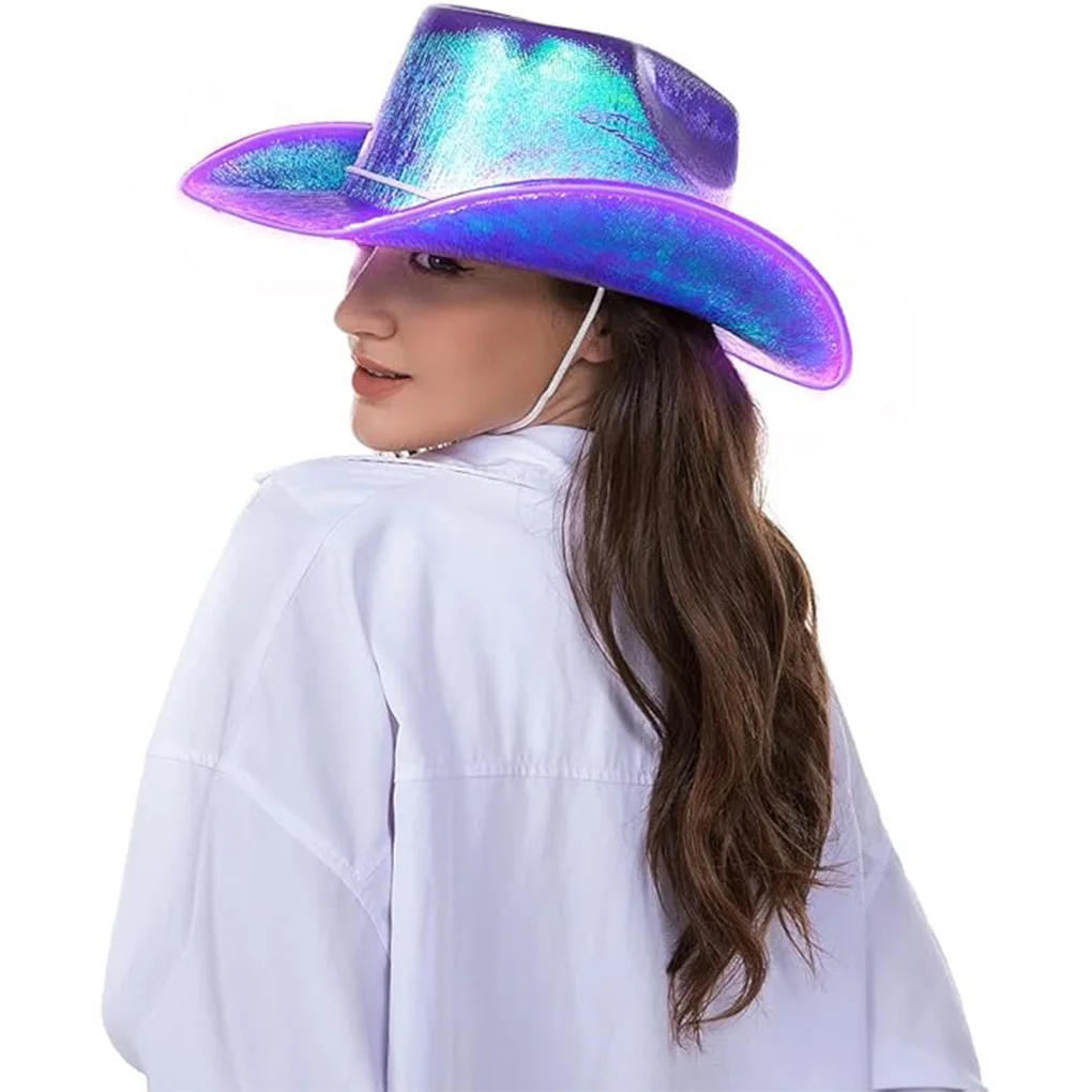 

Новое поступление 2025, перламутровая ковбойская шляпа, танцевальный костюм, украшение, светящаяся шапка-ковбойка, светящаяся для неонового ночного клуба