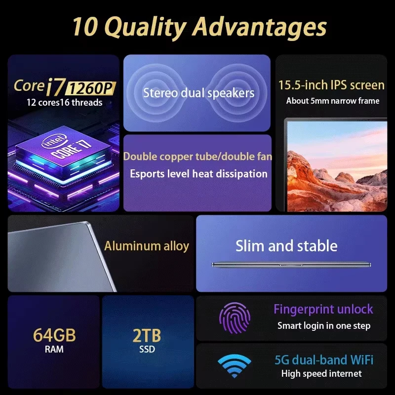 【S3】 Laptop Intel Core i9-12900H 15,6-calowy Ultrabook Komputer 2*DDR4 2*M.2 SSD Win11 Kamera Odcisk Palca Rozblokowanie Laptop Biznesowy