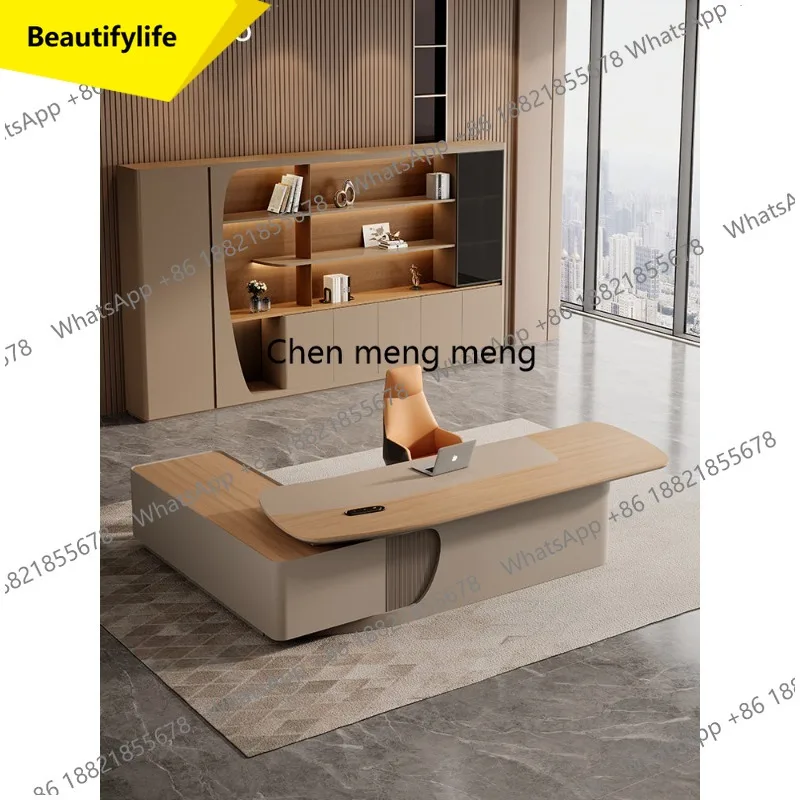 X188 Light luxury senior sense Chairperson's office desk and chair combination Large class desk Simple modern boss desk