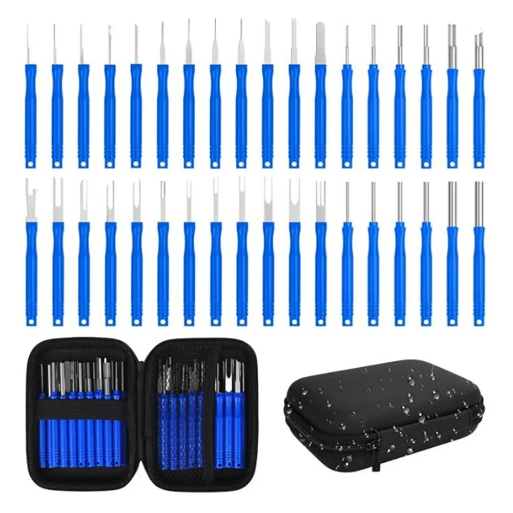 

Car Pin Release Tool Kit 36 Pieces With Push Pull Mechanism For Terminal And Cable Connector Removal With Protective Case