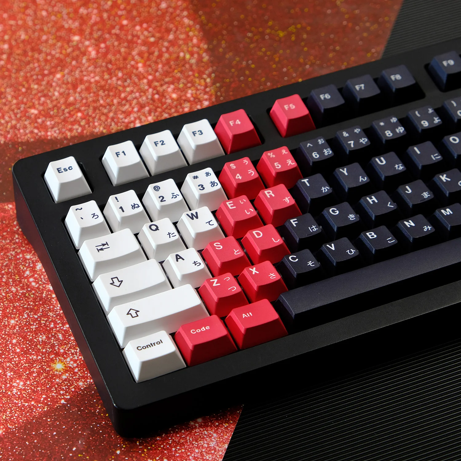KYOMOT GDSJ Theme Keycap Cherry Profile DYE-SUB Red Black Gradient Style keycaps For MX Switch Anime Games Mechanical Keyboard
