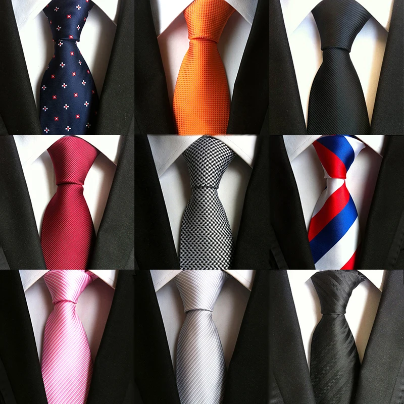 

75 Style 8cm Wide Business Neckties for Men Blue Orange Red Pink Black Gray Jacquard Woven Wedding Ties Gravata Silk Tie Necktie