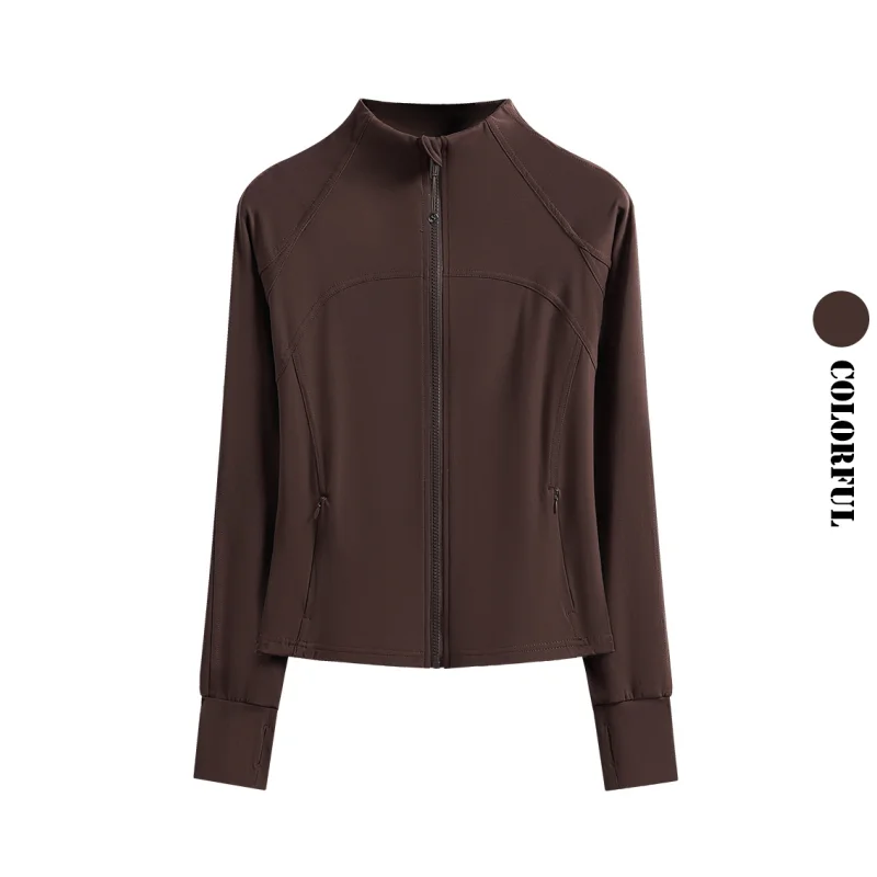 DRUR Women Running Jacket Slim Fitted Workout Hiking Zip Up Track Coat Layer with Thumb Holes and Pockets for Yoga Gym Travel