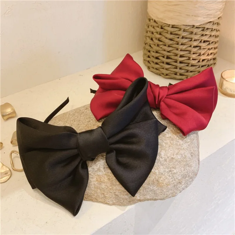 1Pcs Fashion Women Hair Band Classic Black Bow Headband Girls Dress Up Sweet Wide Hairband Hoop for Hair Accessories Gift