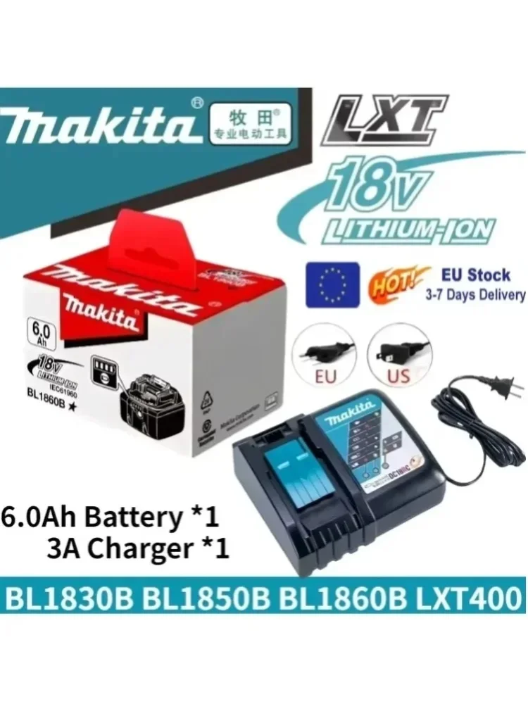 Oryginalny zestaw akumulatora Makita 18V 6.0Ah z ładowarką do elektronarzędzi Makita 18V DDF487 DTW700 GBA404 DUC150Z DHR183Z — 2