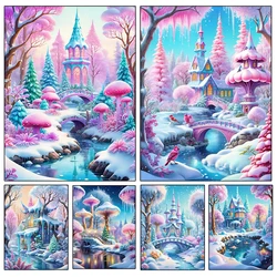 5DDIY Diamond Painting Winter Home Decoration Embroidery Cross Embroidery Christmas Snow Landscape Mosaic Decoration