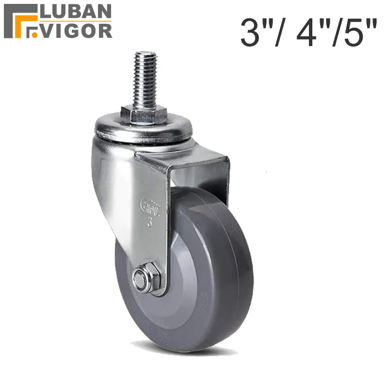 PU Polyurethane tread Universal wheel casters with brake M12X25 Wearable impact-resistant ground protection furniture casters