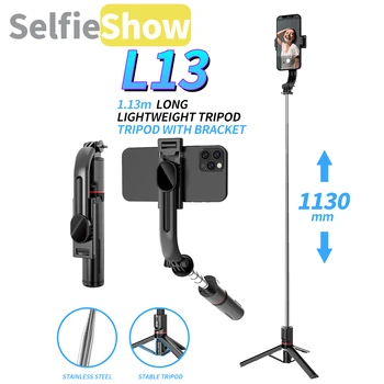 Selfieshow L13 takviye braketi genişletilmiş kablosuz BluetoothTripod Selfie sopa Android IOS Smartphone için 1130mm sabitleyici