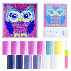 DIY Carpet Embroidery Set with Printed Pattern Cartoon Latch Hook Rug Kits for Adults Beginners Kids Crochet Needlework Crafts