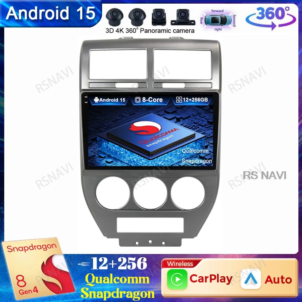 

Android 15 Car Radio For Dodge Caliber Jeep Compass 1 MK Patriot 2006 - 2010 Navigation Autoradio Stereo BT AI Voice Qualcomm