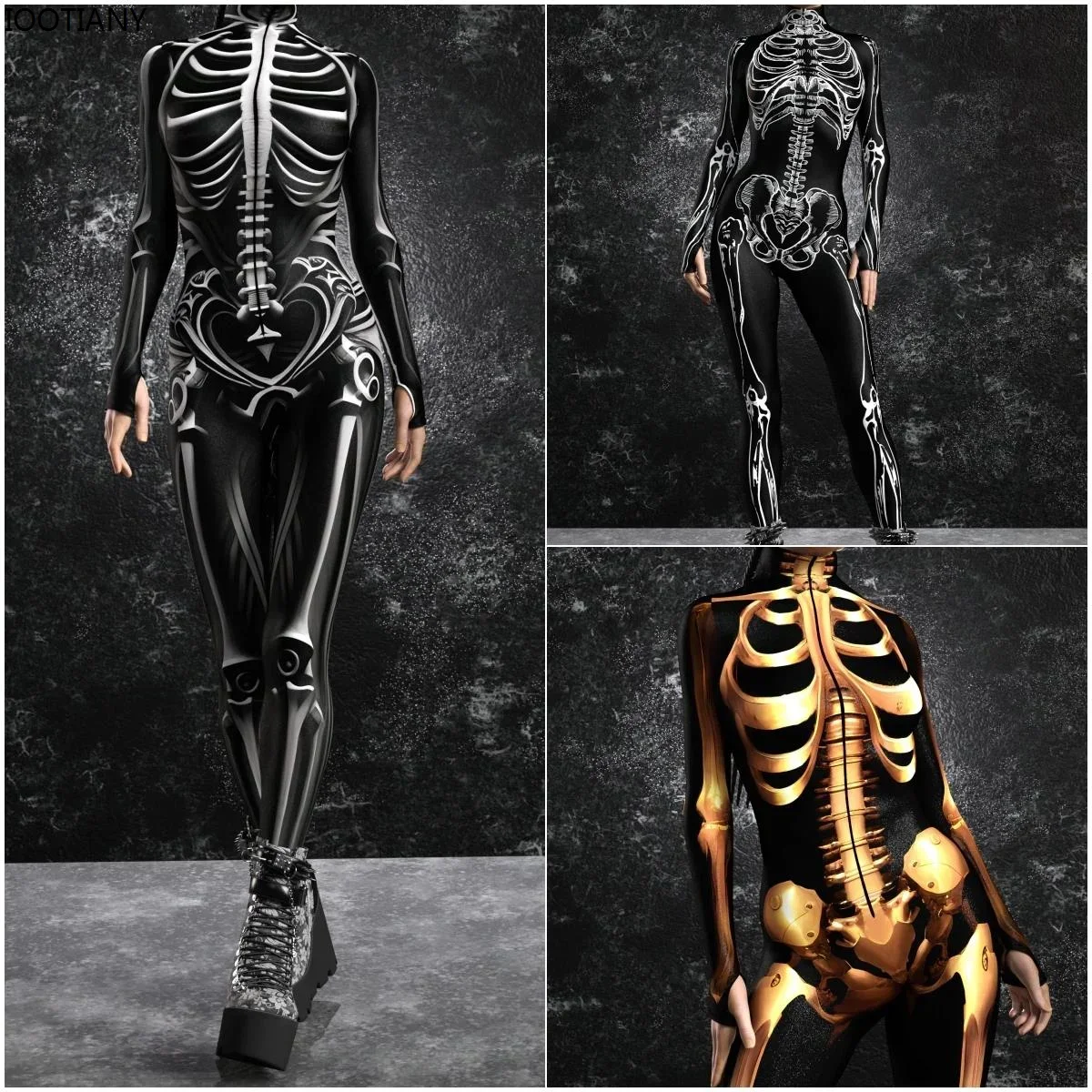 

CosplayHalloween Skeleton Jumpsuit Kids Adult Ghost Cosplay Punk Bodysuit Unisex Zombie Party Zentai Suit Festival Sexy Cycling