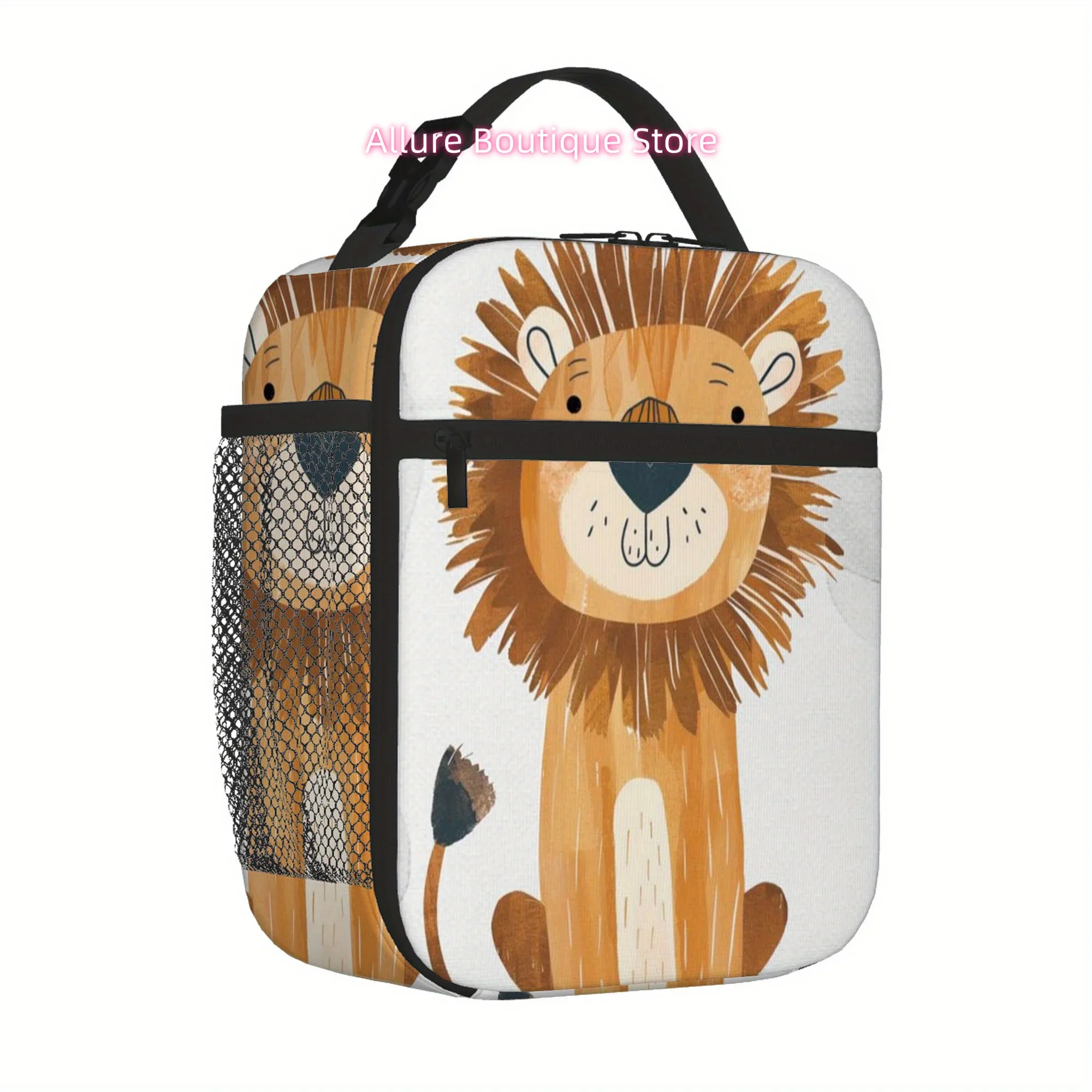1pc Cute Lion Thermal Bag - Insulated Lunch Box, Thermal Cup Holder - Non-Food Contact Safe  Beige/Brown/Black/White/Gray/ -