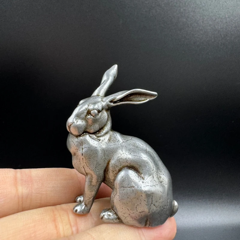 

LittleFairy/White Copper Sky Iron Rabbit Figurine Desktop Miniature Tea Pet Ornaments Animal Living Room Home Desktop Decoration