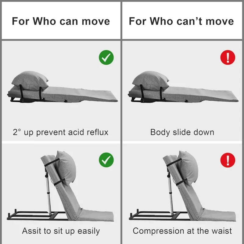 مسند ظهر للسرير قابل للتعديل لرفع الطاقة لكبار السن المرضى المصابين، كرسي مسند ظهر للجلوس لدعم الظهر القطني للرقبة 220 رطلًا