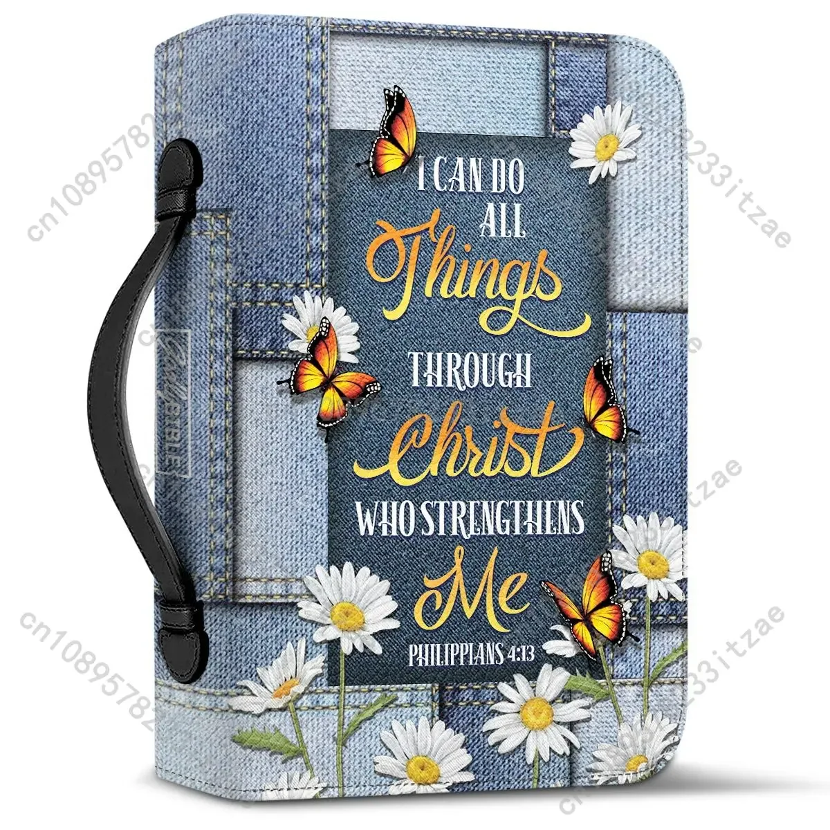 Bible Cover Case Women Study Book Holy Storage Boxes I Can Do All Things Through Christ Who Strength Handbags Church Bible Bags