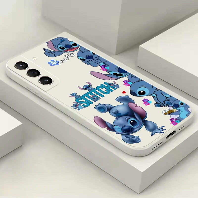 Cute Stitch  Disney For Samsung Galaxy S24 S23 S22 S21 S20 Ultra S10 Plus S23 S21 S20 FE Phone Case Liquid silicone Coque Cover