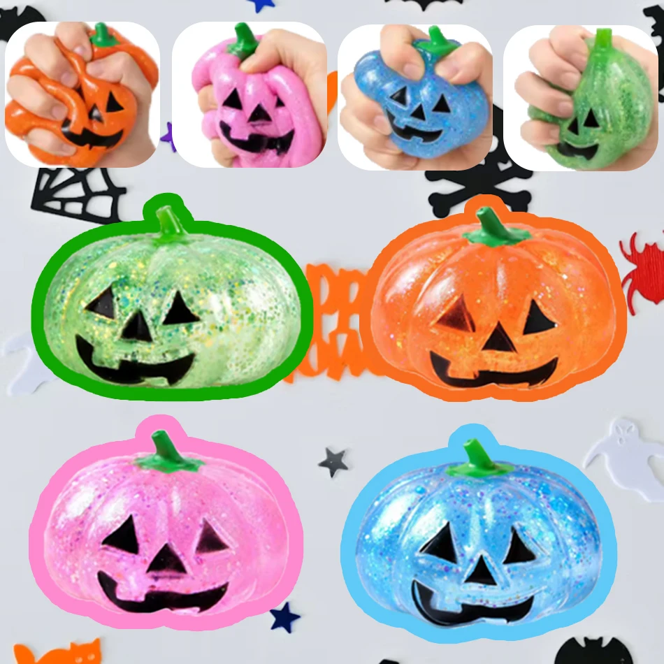 Juguete de apretar con purpurina de cabeza de calabaza, de subida lenta, tacto suave como caramelo, antiadherente, resistente a desgarros, ligero, compacto, fácil de limpiar, el regalo más popular.