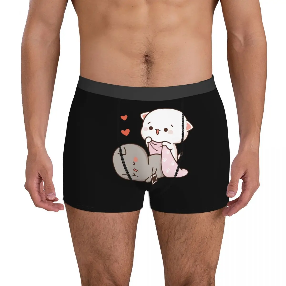 

Peach And Goma Mochi Cat Drooling Underpants Breathbale Panties Male Underwear Print Shorts Boxer Briefs