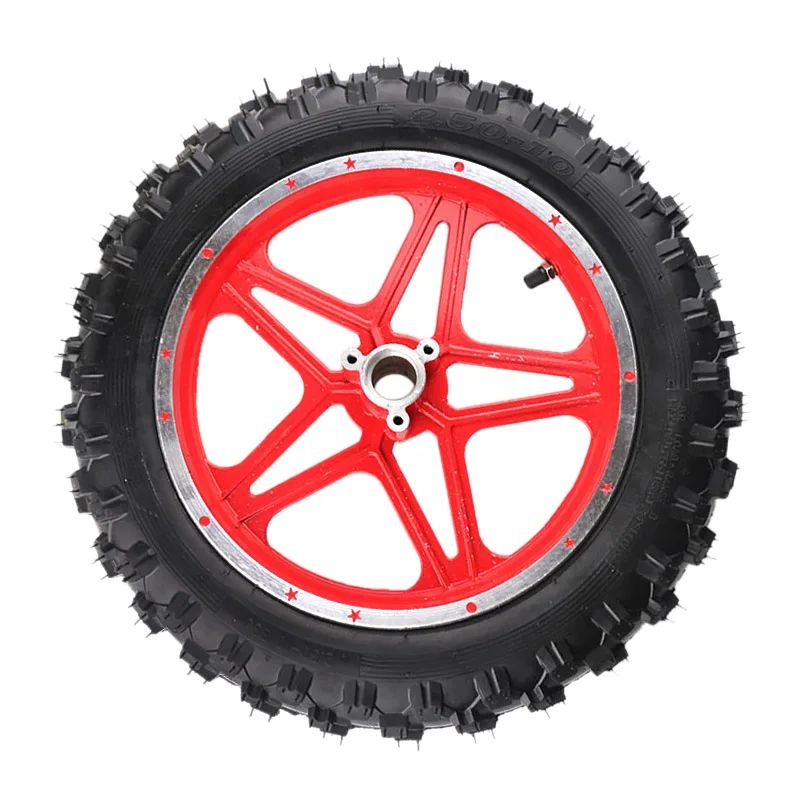 10''Mini Dirt Bike Knobby Tire wheels 2.50-10 front Rear rims & tyre Off Road Motocross mini motorrad child