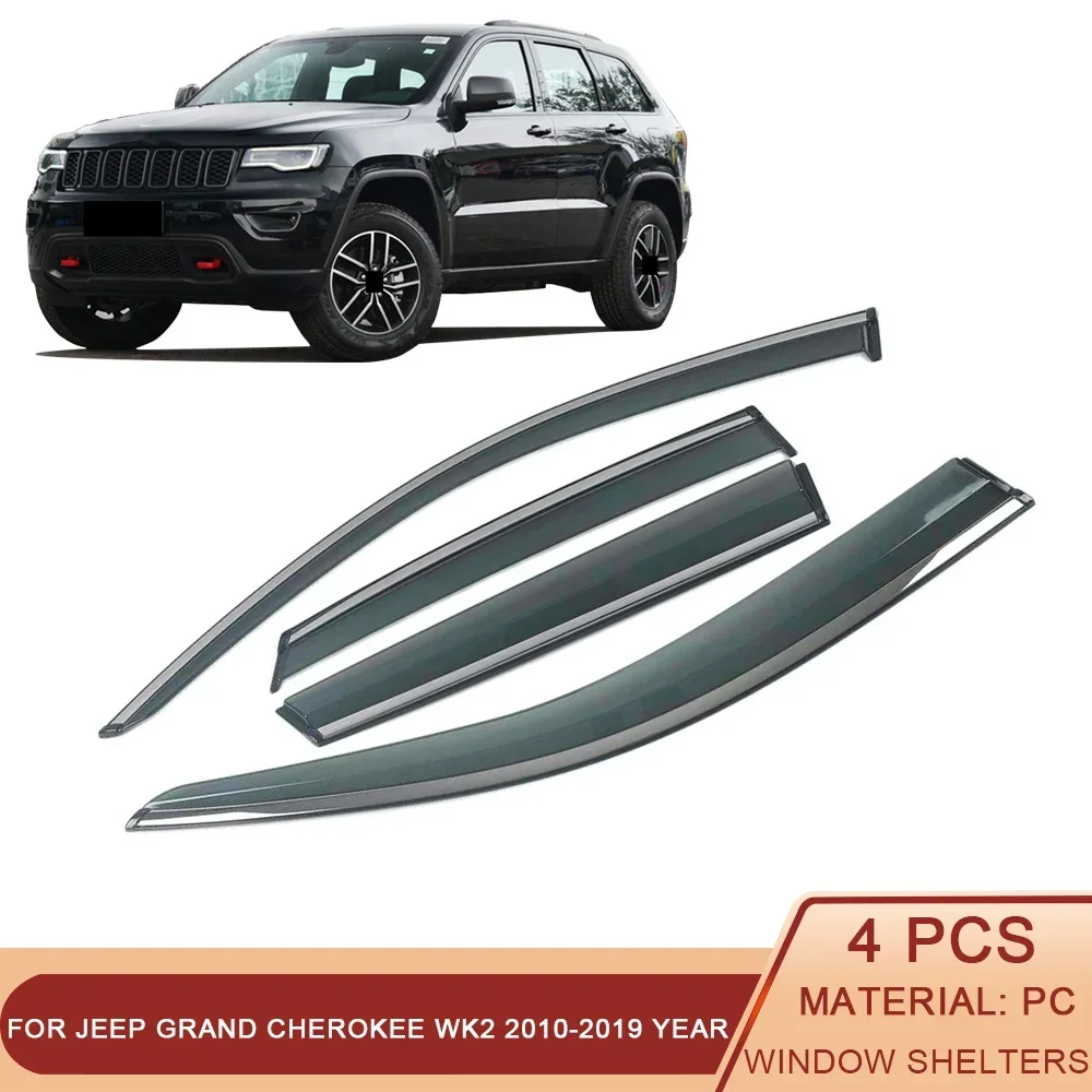 

For JEEP Grand Cherokee WK2 2010-2019 Car Window Sun Rain Shade Visor Shield Shelter Deflector Cover Trim Frame Exterior Sticker