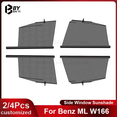 메르세데스-벤츠 ML W166 2011-2015 용 자동차 리프팅 윈도우 햇빛가리개, 맞춤형 자동차 햇빛가리개, 앞 뒤 문짝 앞유리 보호