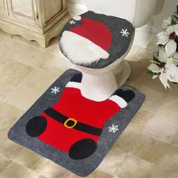 2024 Christmas Non-Slip Toilet Seat Cover Gnome Toilet Seat Covers Dustproof Toilet Seat Cover Set With Rug For Navidad Decor