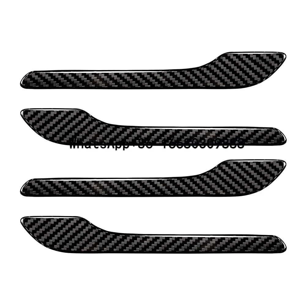 For Model 3 2017-2022 Year Car Exterior Handle Cover Real Carbon Fiber Outsider Car Accessories Sticker Glossy Black