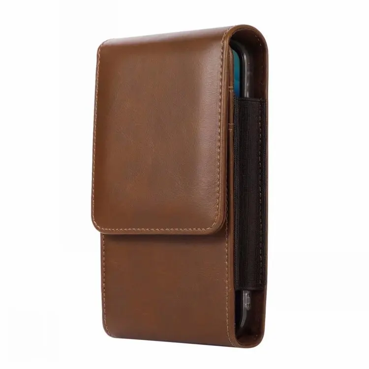 PU leather vertical flap phone storage waist bag with belt fastening and multi-functional double-layer men's work waist bag