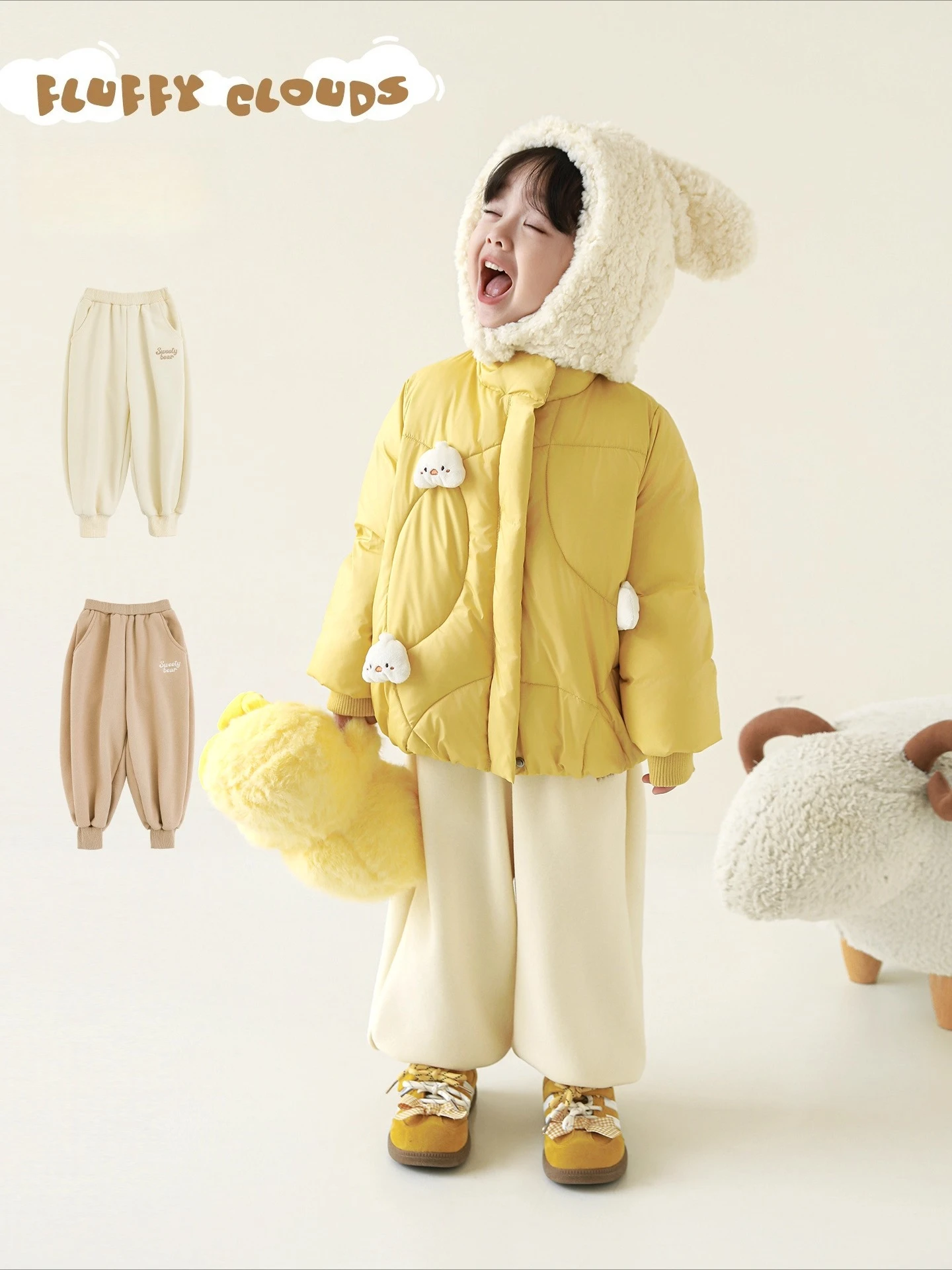 

Girls 2025 Winter Thermal Fleece Joggers SnowLock™ Cuffs Plush Cloud Tapered Pants Playproof Gift Set Kids 1-7 Years